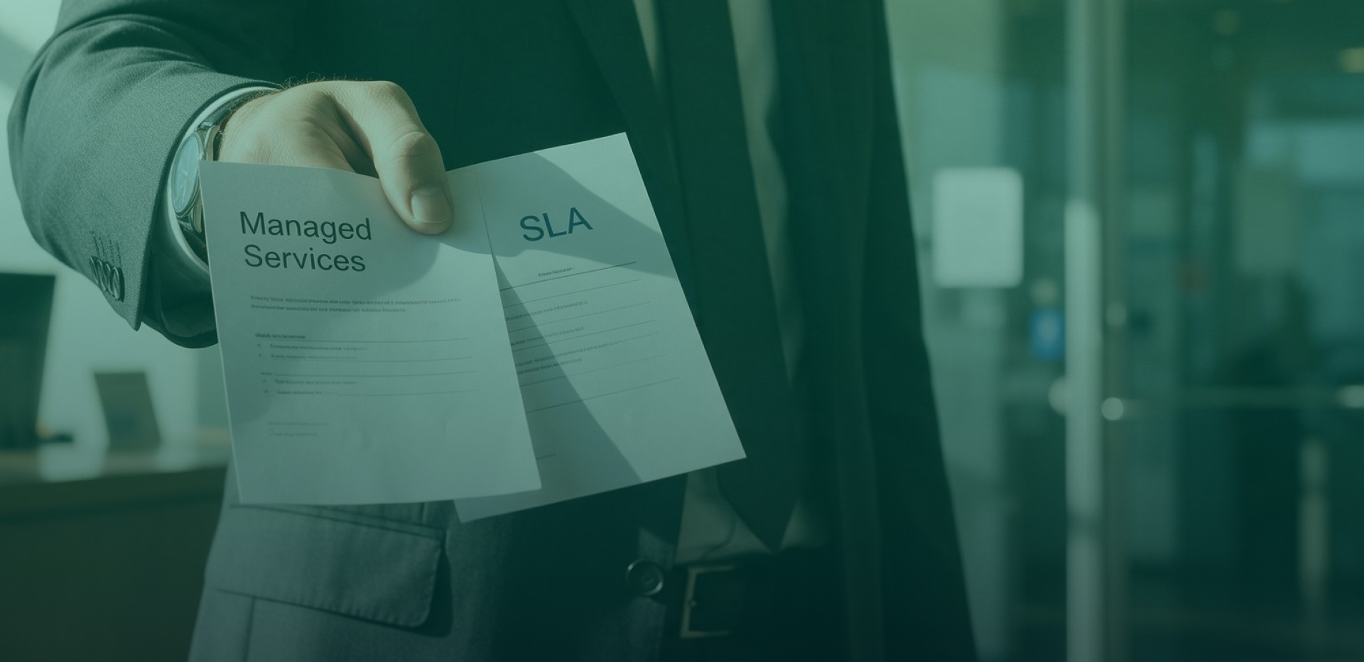 Illustration comparing managed services with an SLA document